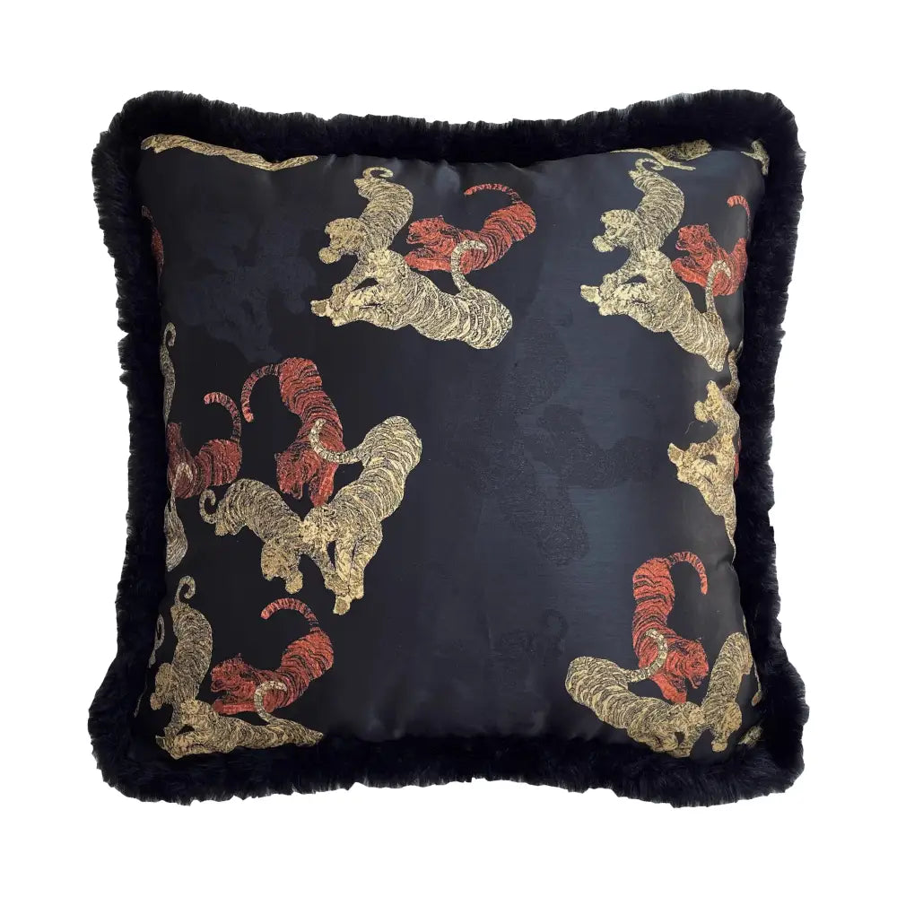 chinoiserie sunset gold accent cushion cover living room