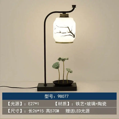Chinoiserie table floor lamp black & cream living room light