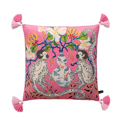Chinoiserie zebra & peonies cushion cover living room decor