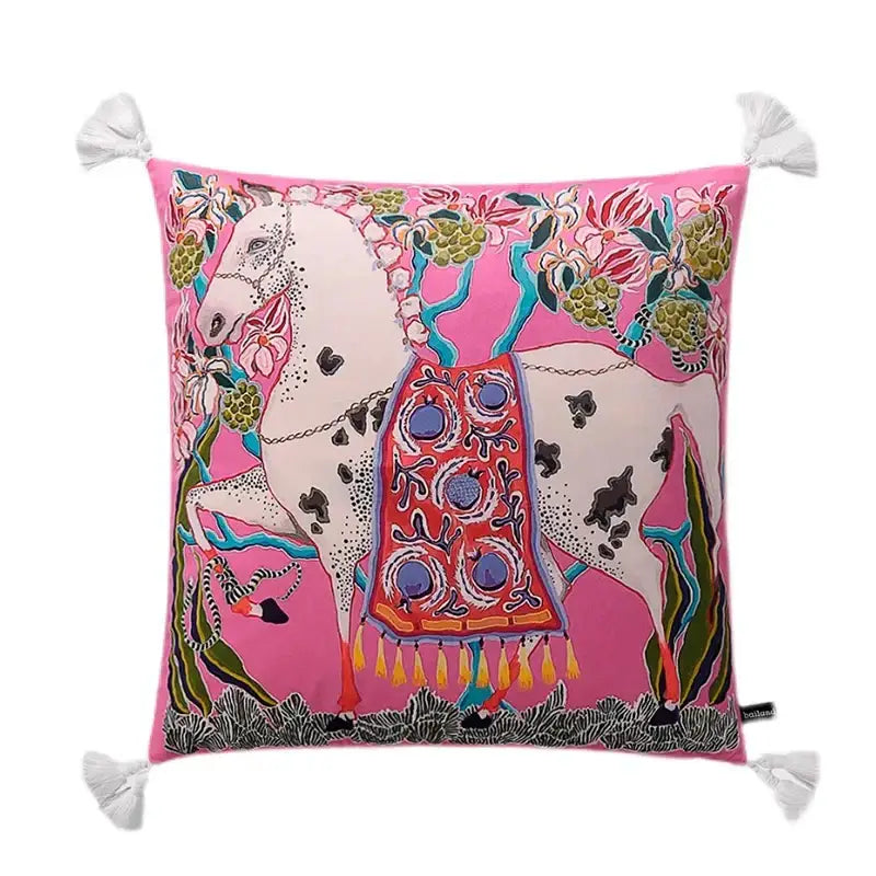Chinoiserie zebra & peonies cushion cover living room decor