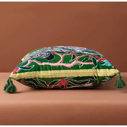 Chinoiserie zebra & peonies cushion cover living room decor