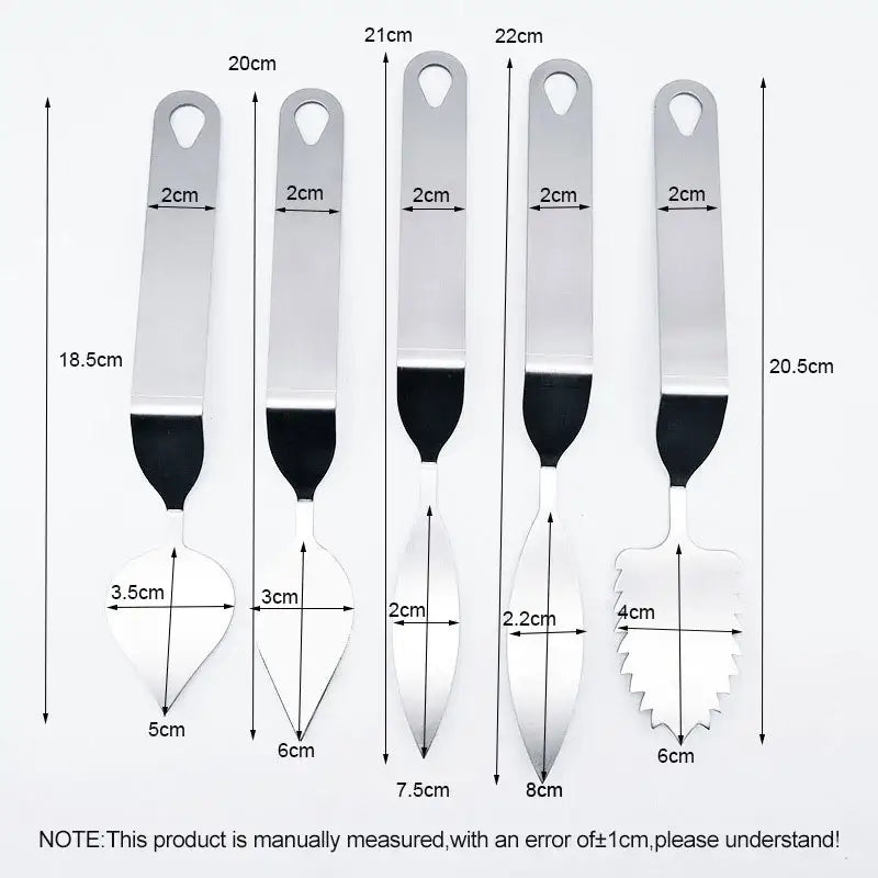 Stainless steel leaf knife fondant tool 5 piece kitchen set