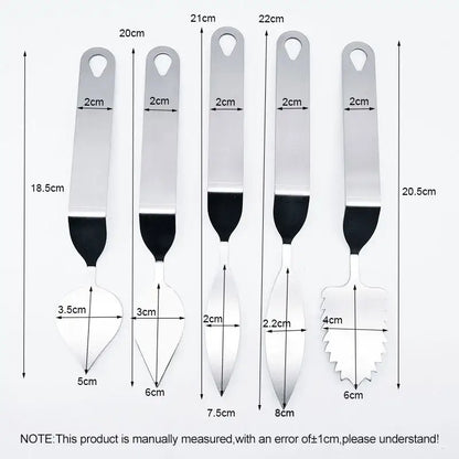 Stainless steel leaf knife fondant tool 5 piece kitchen set