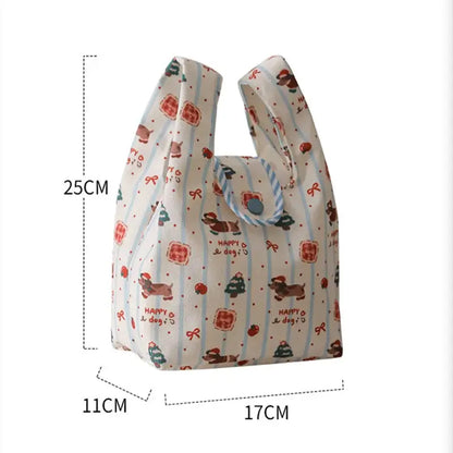 Green and red checkered santa gift bag dining room christmas apple