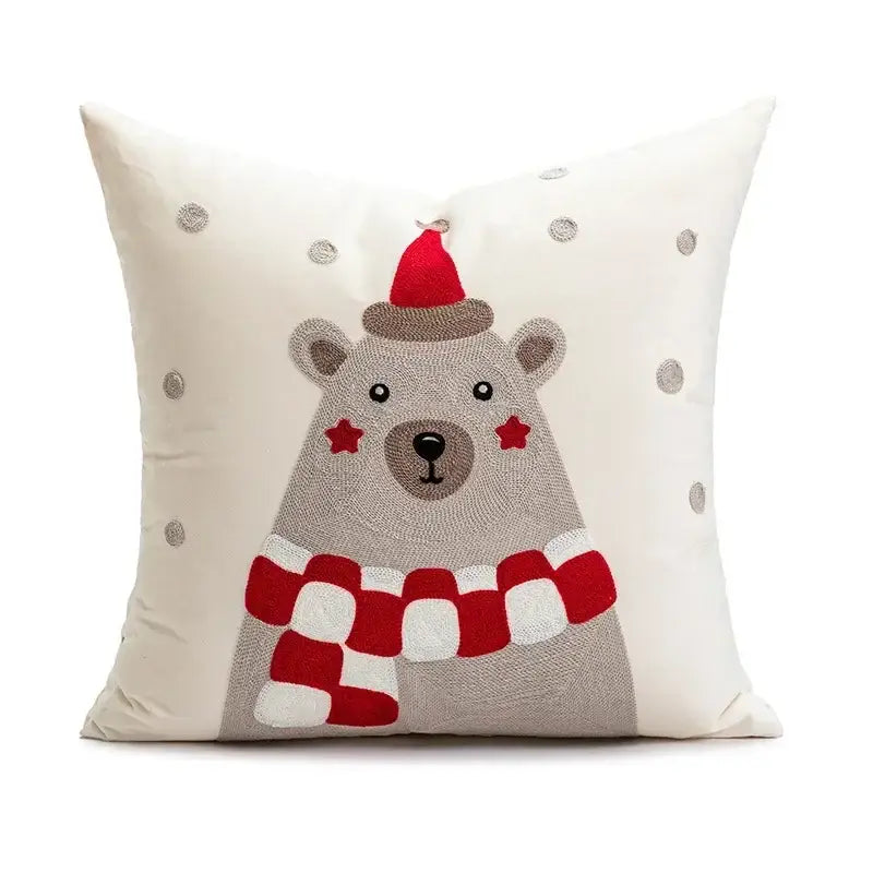 Christmas bell red embroidered pillow cover living room holiday decor