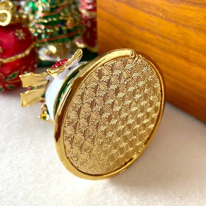 White enamel christmas bell trinket box – living room holiday decor