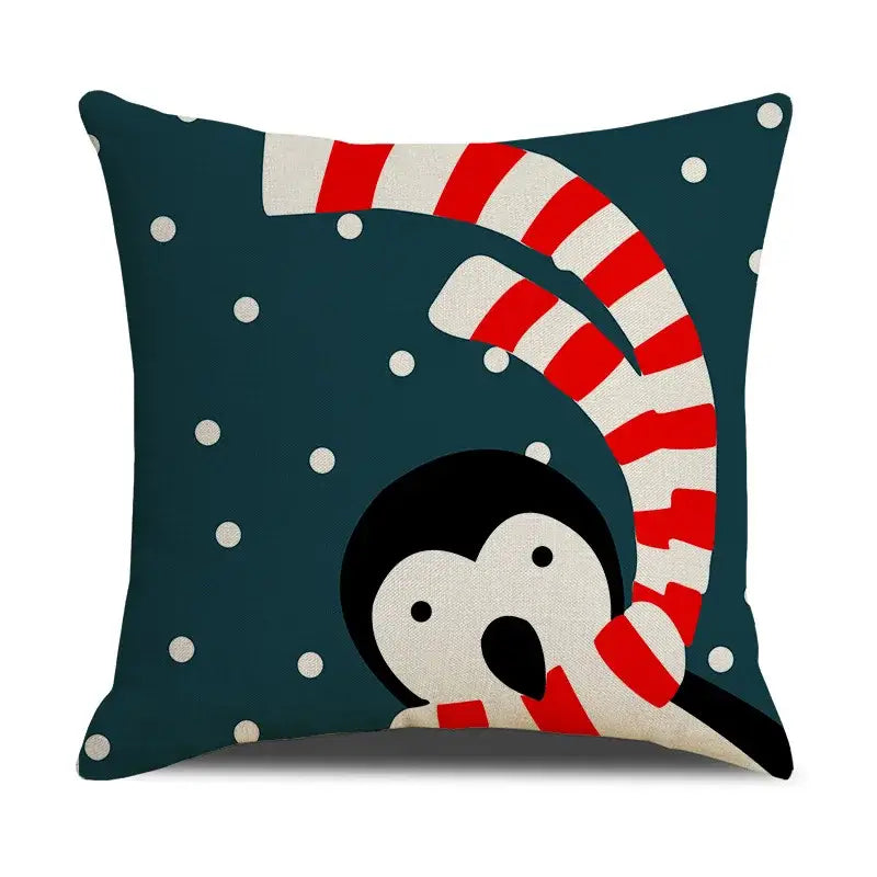 Red reindeer christmas cartoon animal linen pillowcase bedroom decor