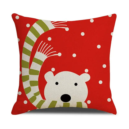 Red reindeer christmas cartoon animal linen pillowcase bedroom decor