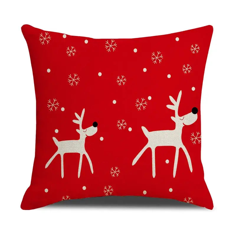 Red reindeer christmas cartoon animal linen pillowcase bedroom decor