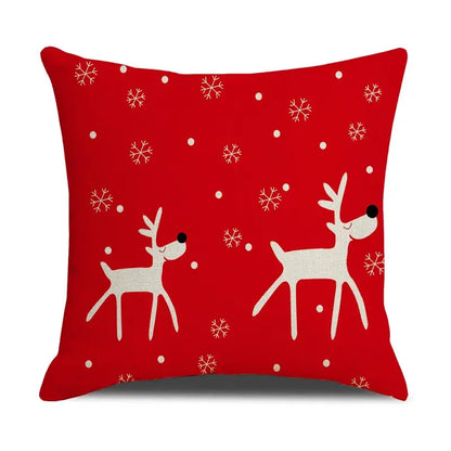 Red reindeer christmas cartoon animal linen pillowcase bedroom decor