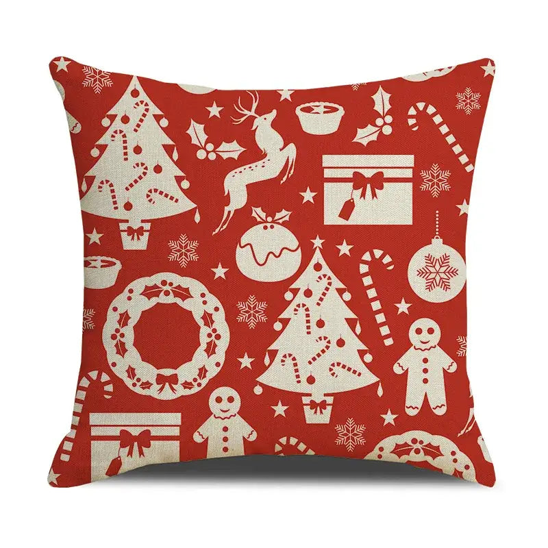 Red reindeer christmas cartoon animal linen pillowcase bedroom decor