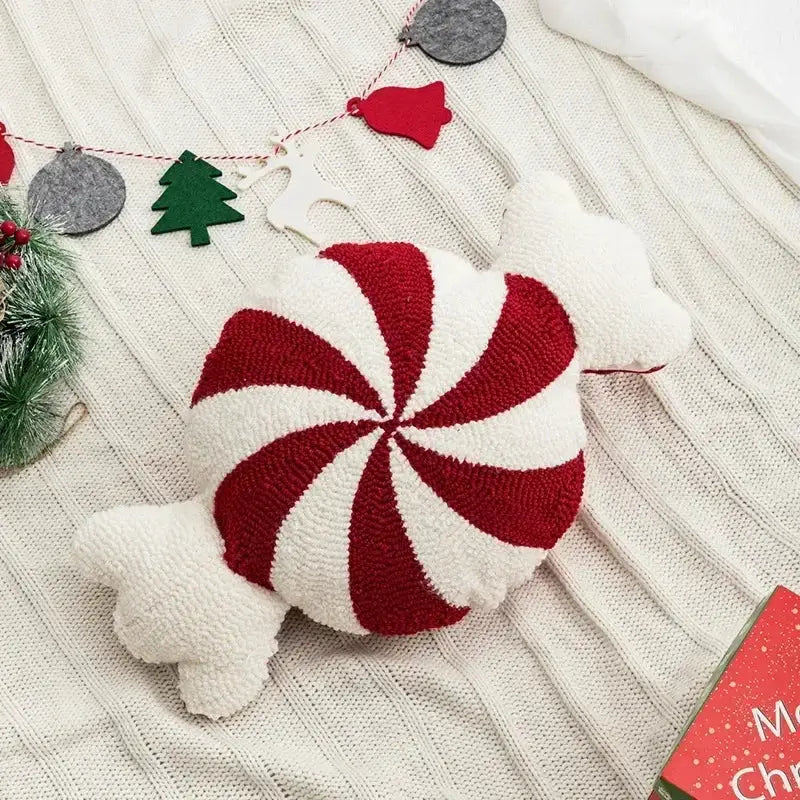 Christmas cartoon candy cushion cover red & white living room pillow