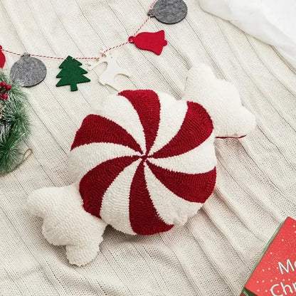 Christmas cartoon candy cushion cover red & white living room pillow