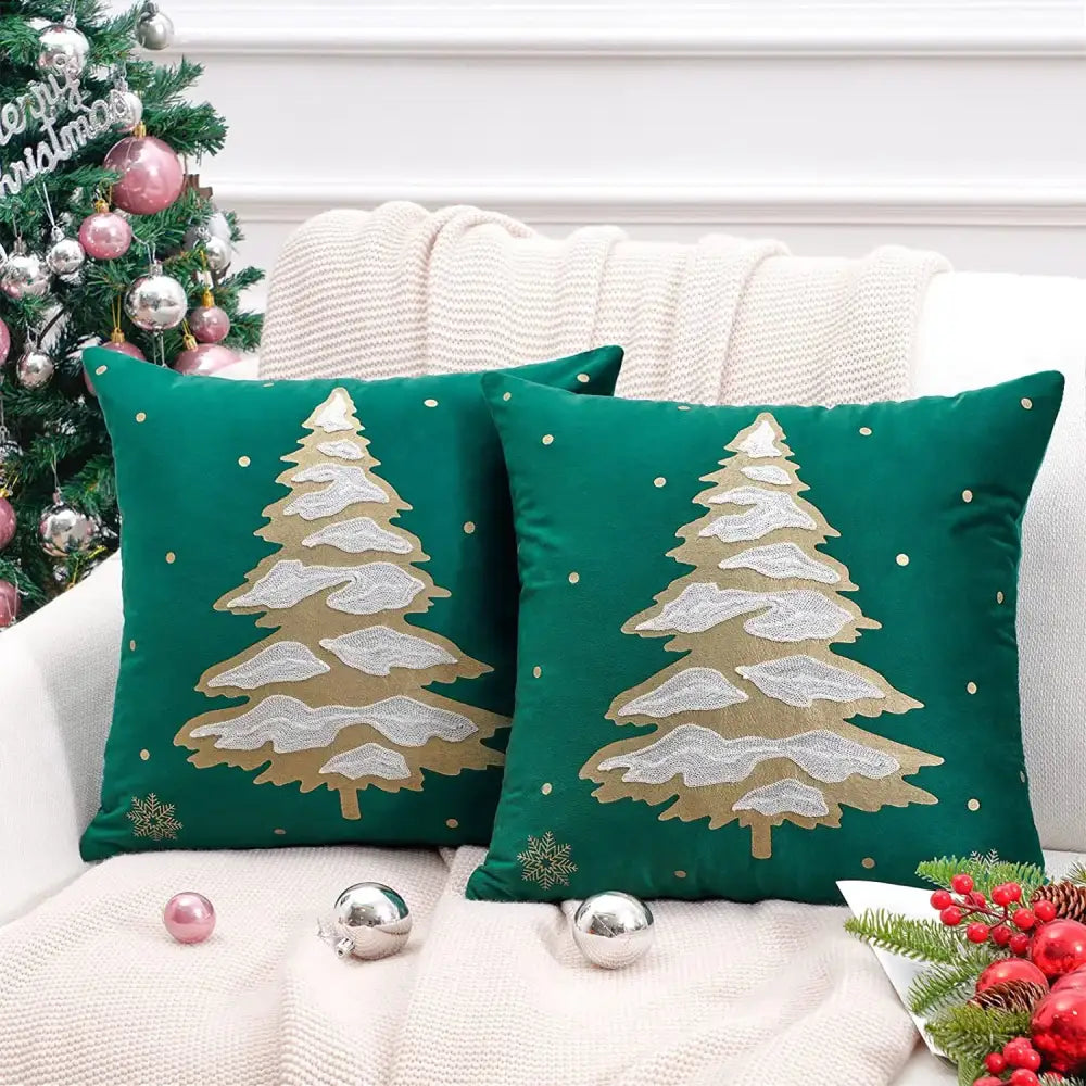 Red christmas cartoon embroidered pillow cover living room decor