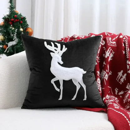 Red christmas cartoon embroidered pillow cover living room decor
