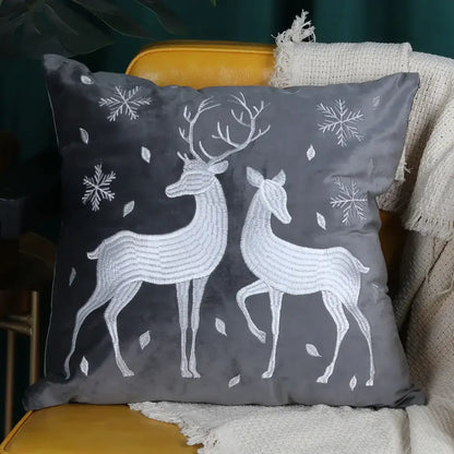 Red christmas cartoon embroidered pillow cover living room decor
