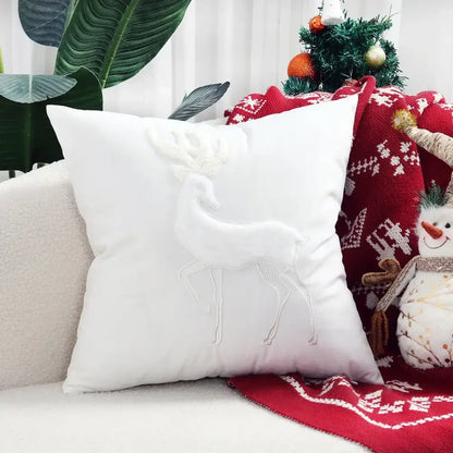 Red christmas cartoon embroidered pillow cover living room decor
