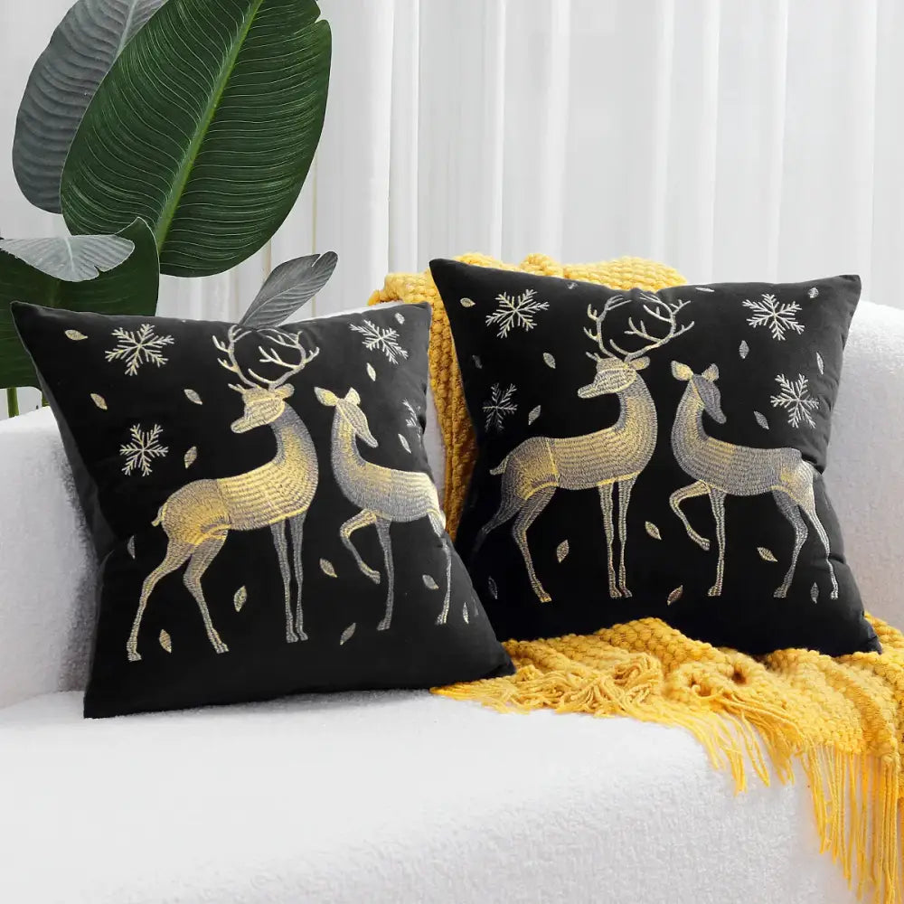 Red christmas cartoon embroidered pillow cover living room decor