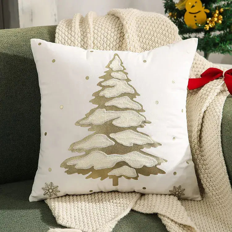 Red christmas cartoon embroidered pillow cover living room decor