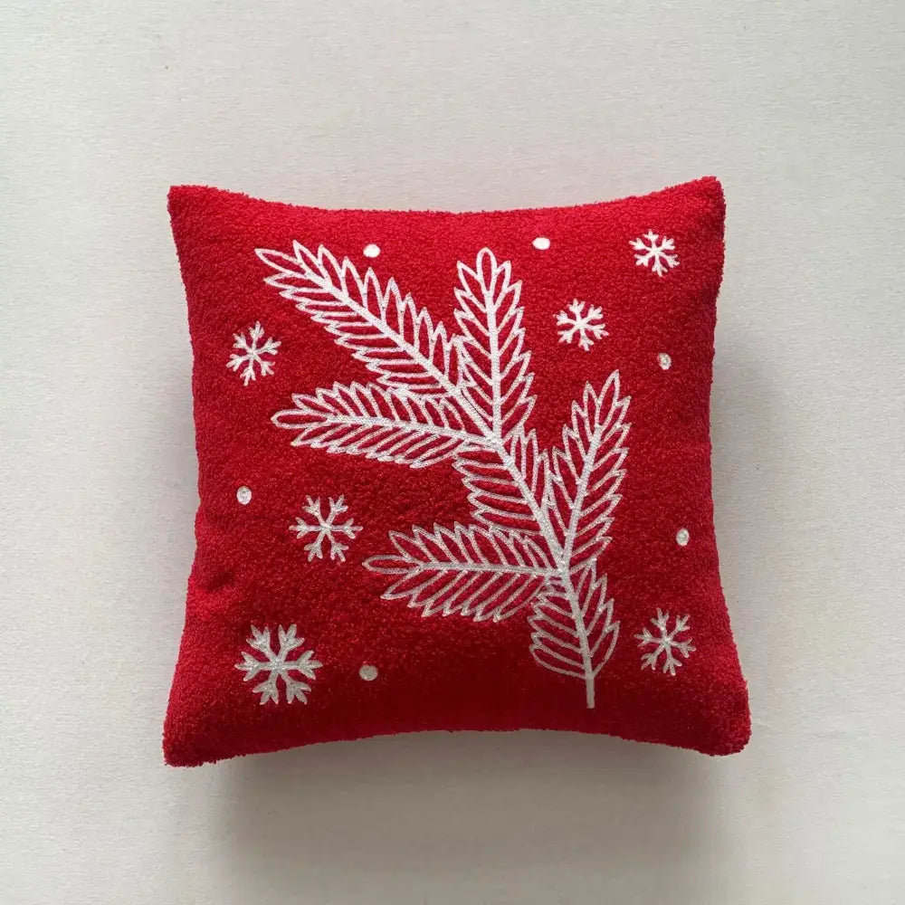 Christmas cartoon embroidered pillow cover red & white living room decor
