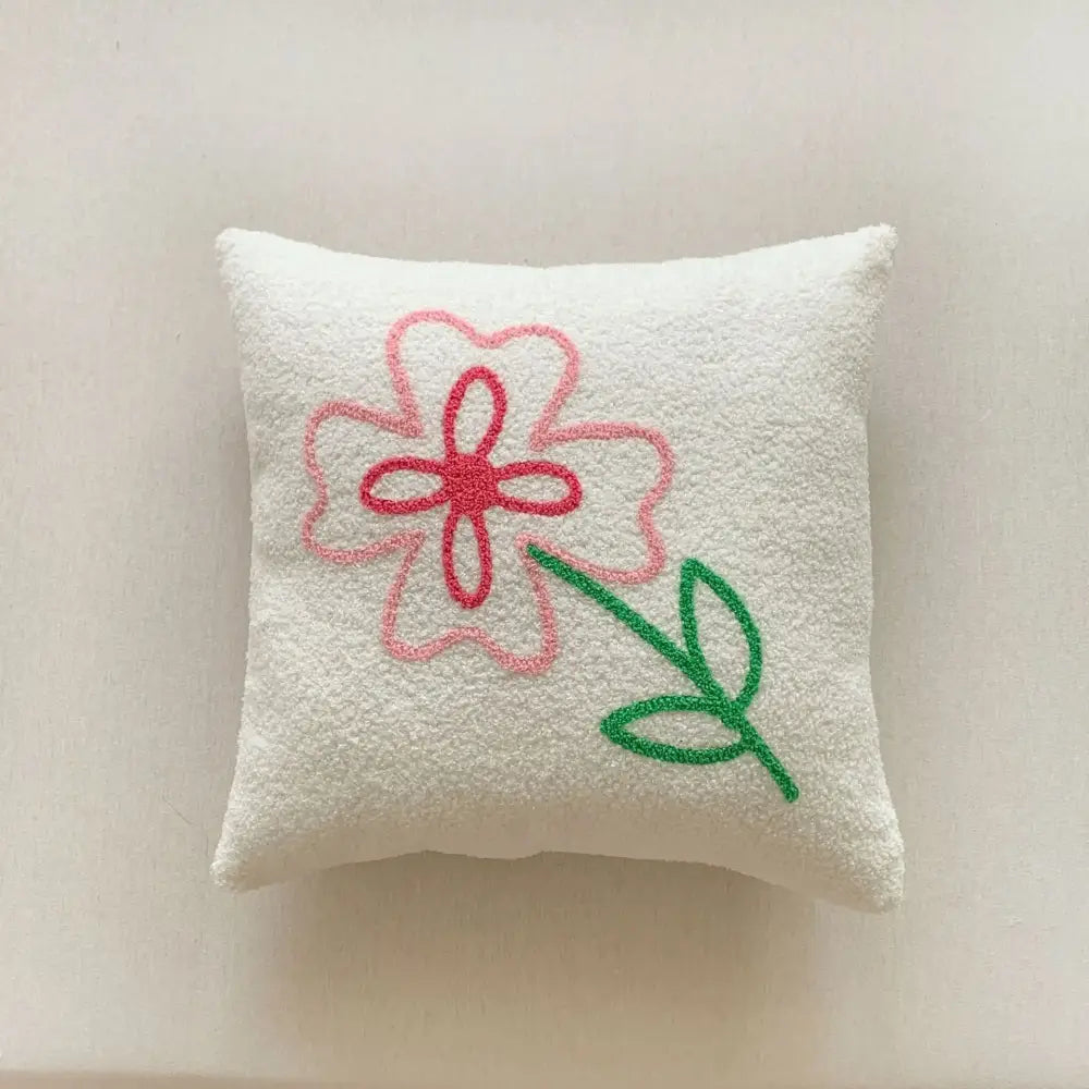 Christmas cartoon embroidered pillow cover red & white living room decor