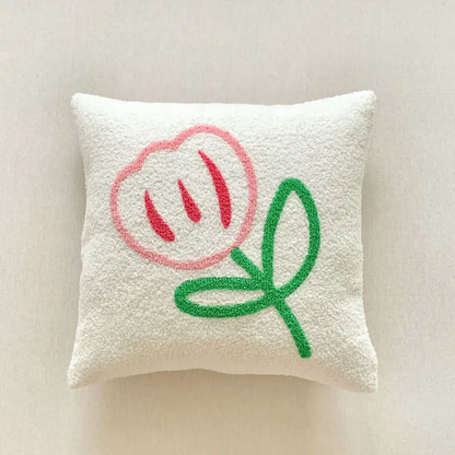 Christmas cartoon embroidered pillow cover red & white living room decor