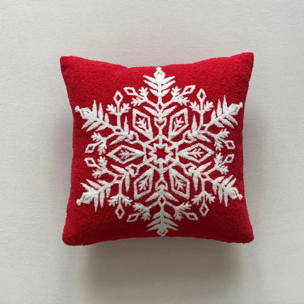 Christmas cartoon embroidered pillow cover red & white living room decor
