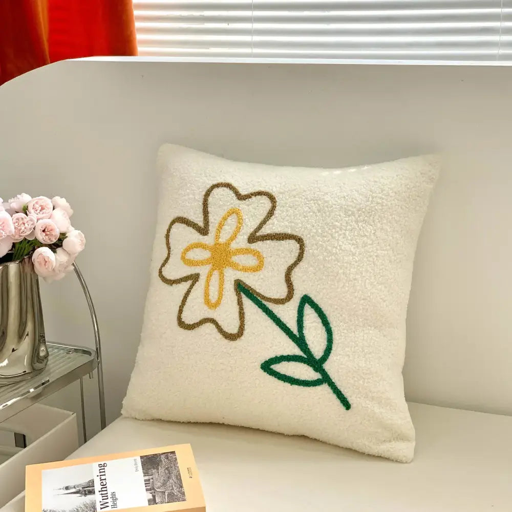 Christmas cartoon embroidered pillow cover red & white living room decor
