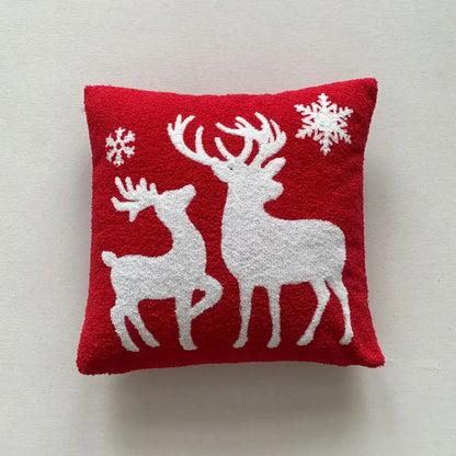 Christmas cartoon embroidered pillow cover red & white living room decor