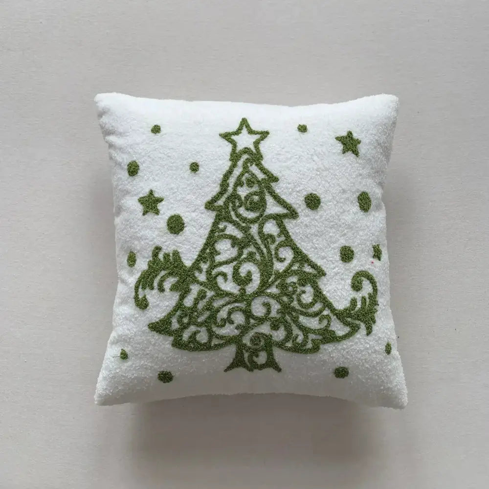 Christmas cartoon embroidered pillow cover red & white living room decor