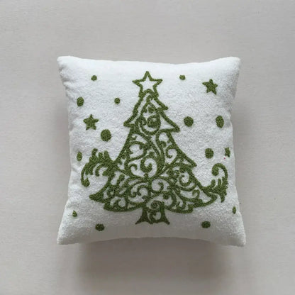 Christmas cartoon embroidered pillow cover red & white living room decor