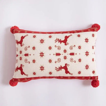 Cartoon plaid red & cream table runner dining room embroidered tassel