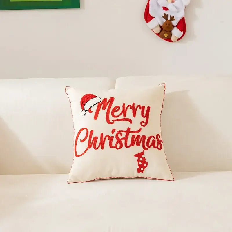 Festive cartoon letter embroidered pillow cover living room decor