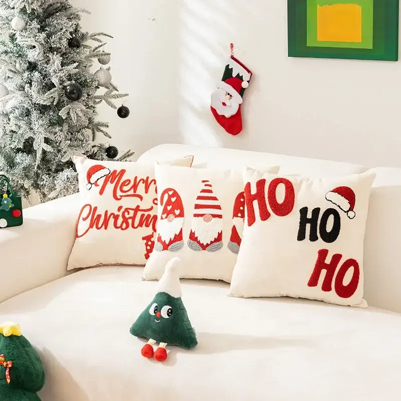 Festive cartoon letter embroidered pillow cover living room decor
