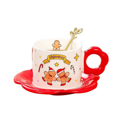 Festive white and red christmas ceramic santa tea set dining room
