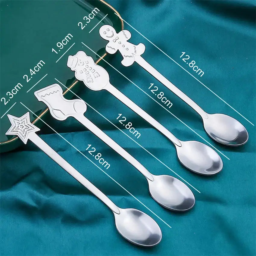 Festive gold christmas coffee spoons – dining room holiday cutlery set