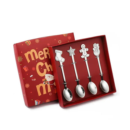 Festive gold christmas coffee spoons – dining room holiday cutlery set