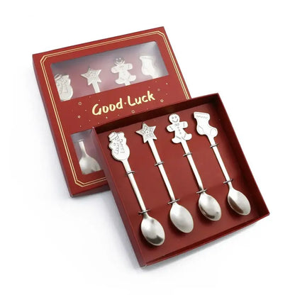 Festive gold christmas coffee spoons – dining room holiday cutlery set