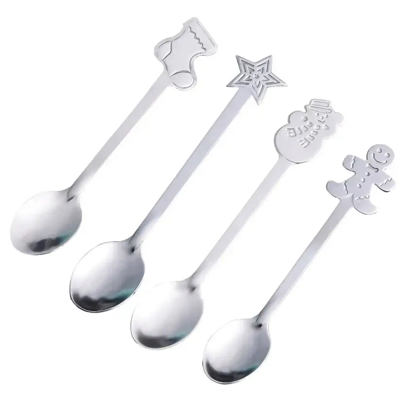 Festive gold christmas coffee spoons – dining room holiday cutlery set