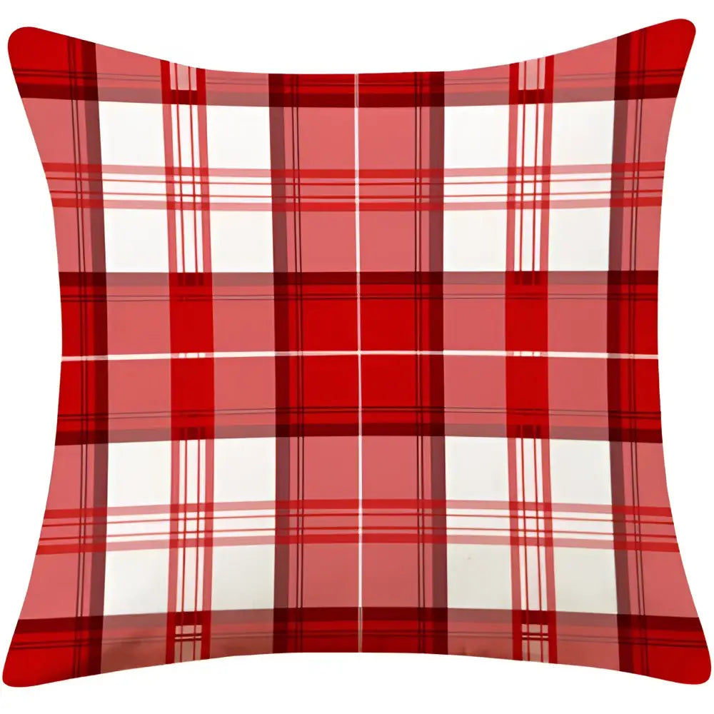 Red plaid christmas cotton linen pillowcases living room deer decor
