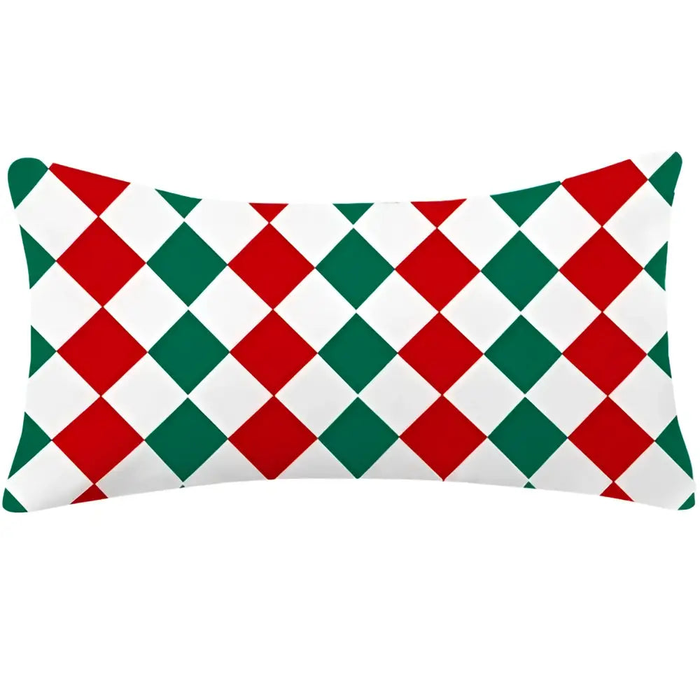 Red plaid christmas cotton linen pillowcases living room deer decor