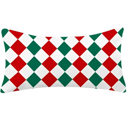 Red plaid christmas cotton linen pillowcases living room deer decor