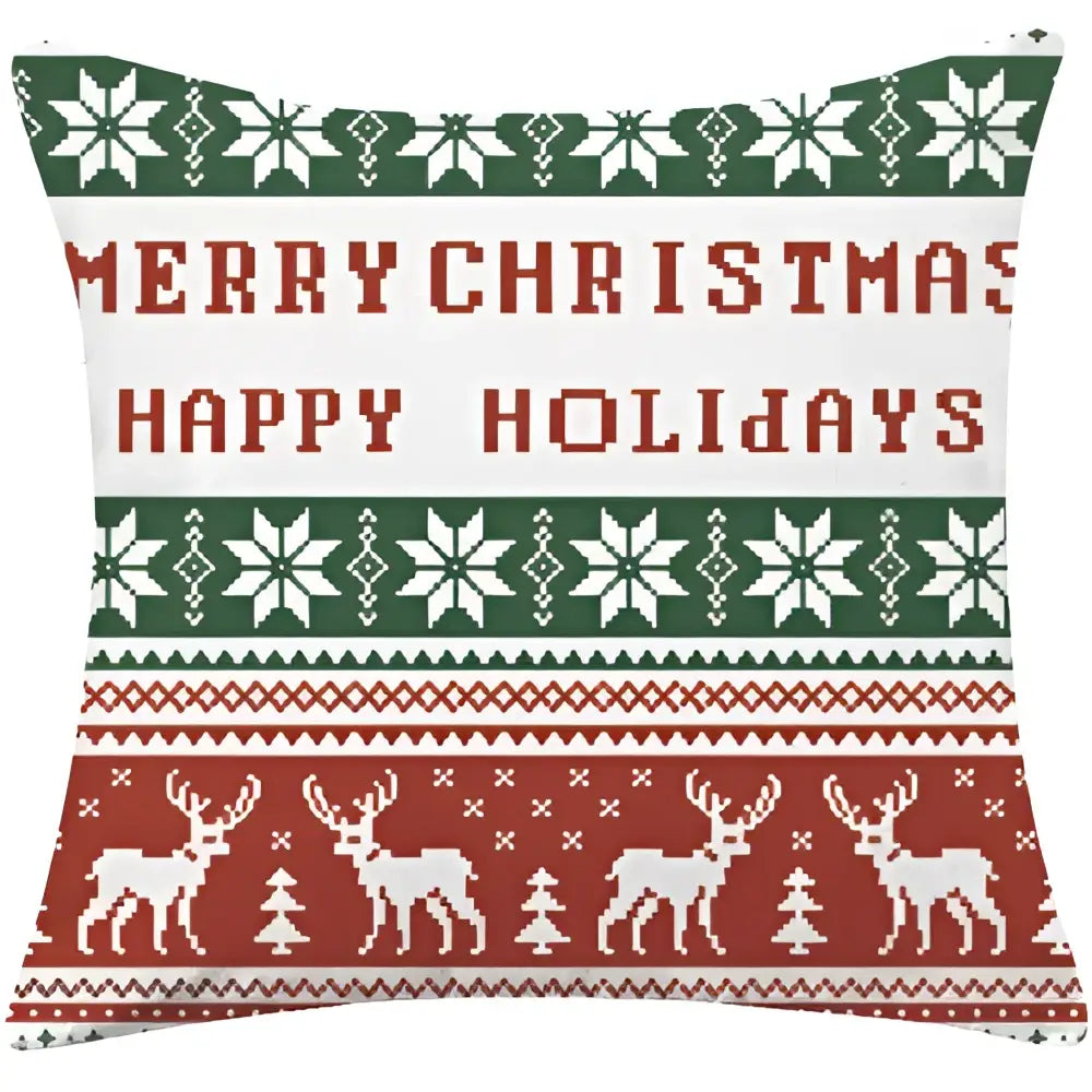 Red plaid christmas cotton linen pillowcases living room deer decor