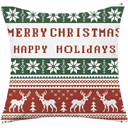 Red plaid christmas cotton linen pillowcases living room deer decor