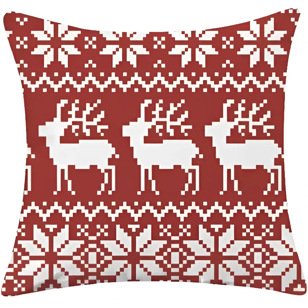 Red plaid christmas cotton linen pillowcases living room deer decor