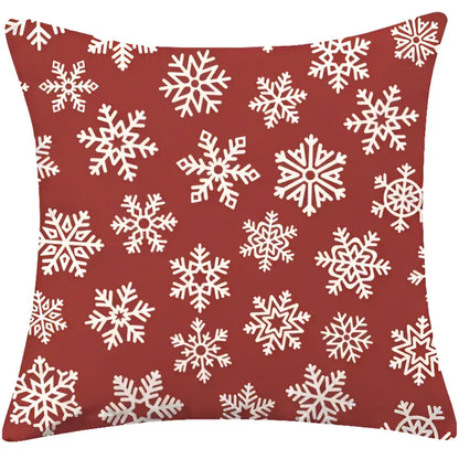 Red plaid christmas cotton linen pillowcases living room deer decor