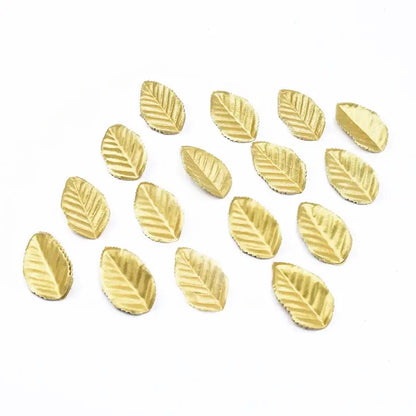 Gold embossed christmas crafts silk leaf living room decor