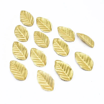 Gold embossed christmas crafts silk leaf living room decor