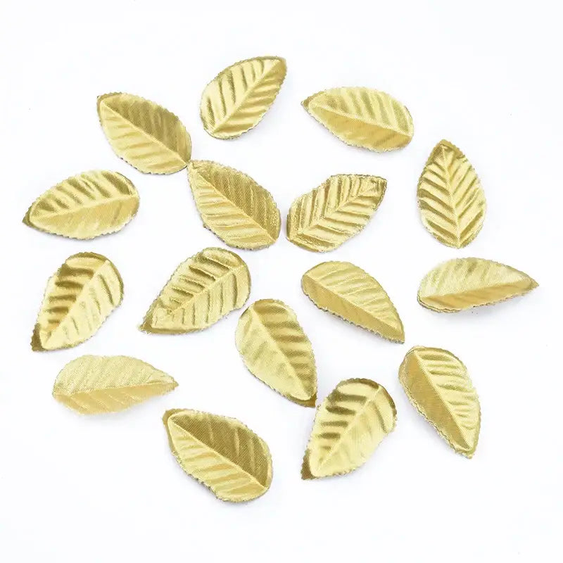 Gold embossed christmas crafts silk leaf living room decor
