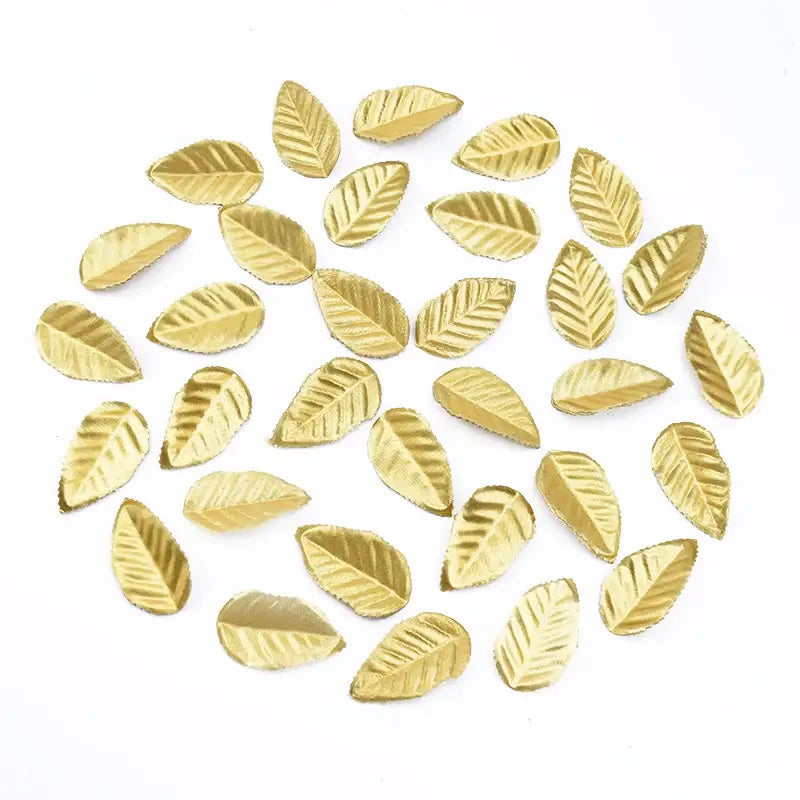 Gold embossed christmas crafts silk leaf living room decor
